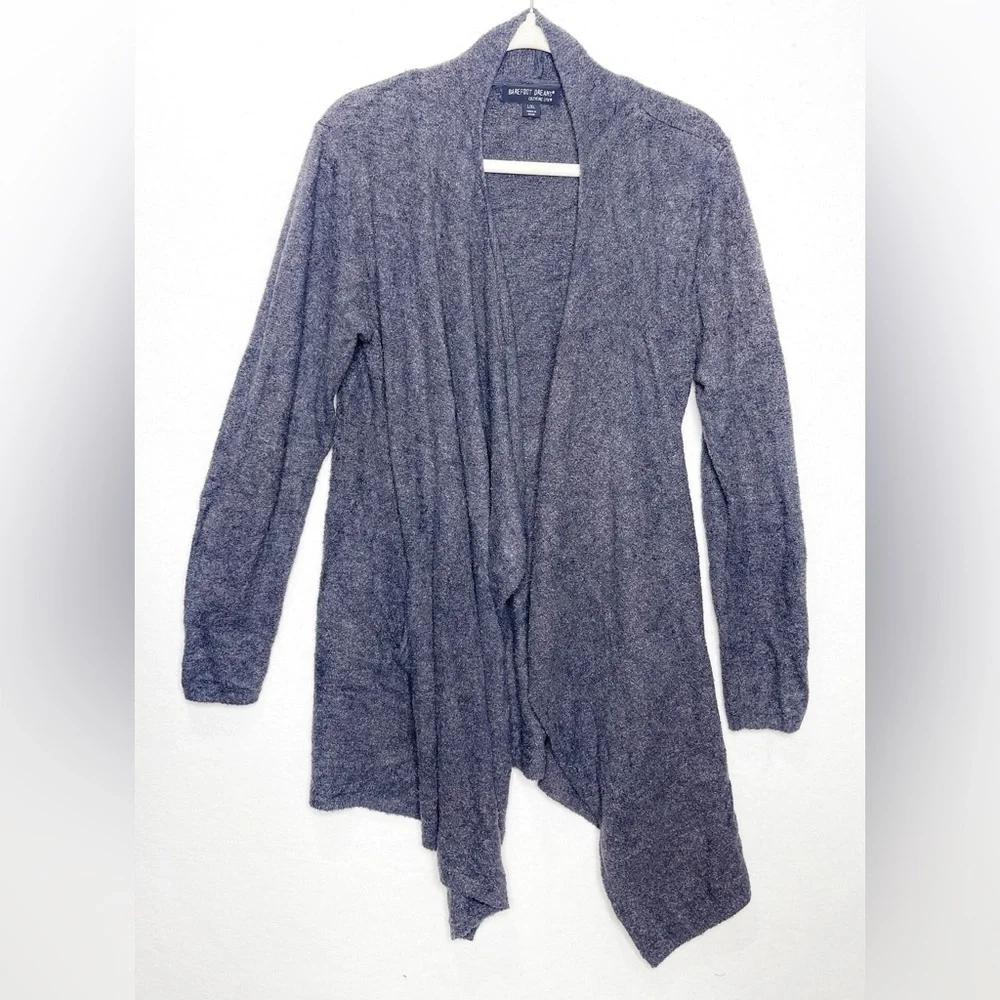 Barefoot Dreams CozyChic Ultra Lite Hi/Lo Cardigan Dark Gray Carbon L/XL 903 - Picture 2 of 8